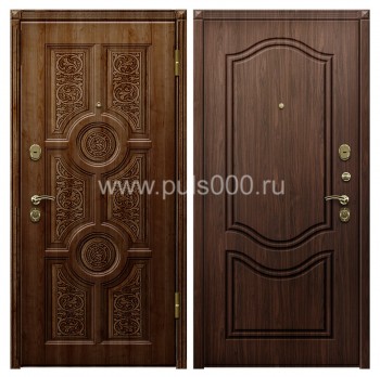 Темная входная дверь с виноритом и утеплителем в квартиру VIN-45